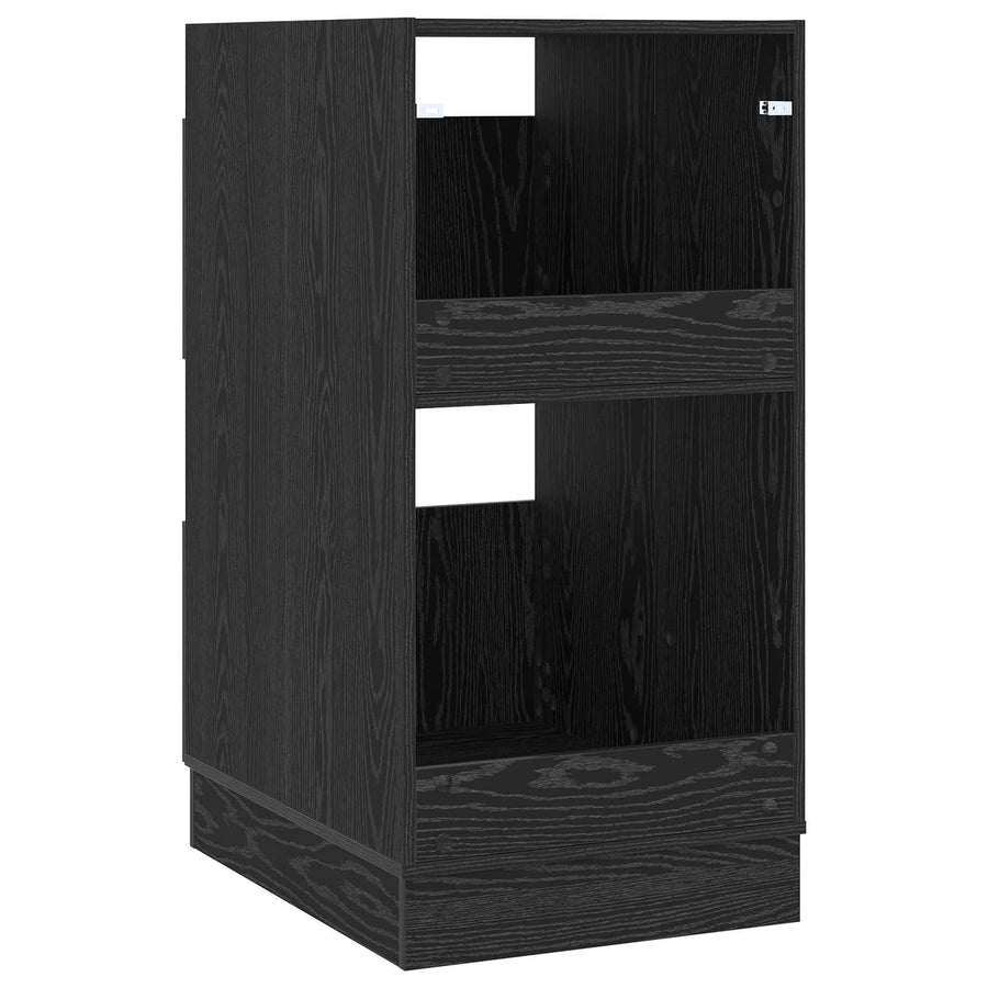 Wasmeubel met opslag Zwart Eiken 50 x 68 x 102 cm Bewerkt hout