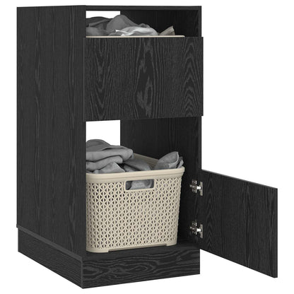 Wasmeubel met opslag Zwart Eiken 50 x 68 x 102 cm Bewerkt hout