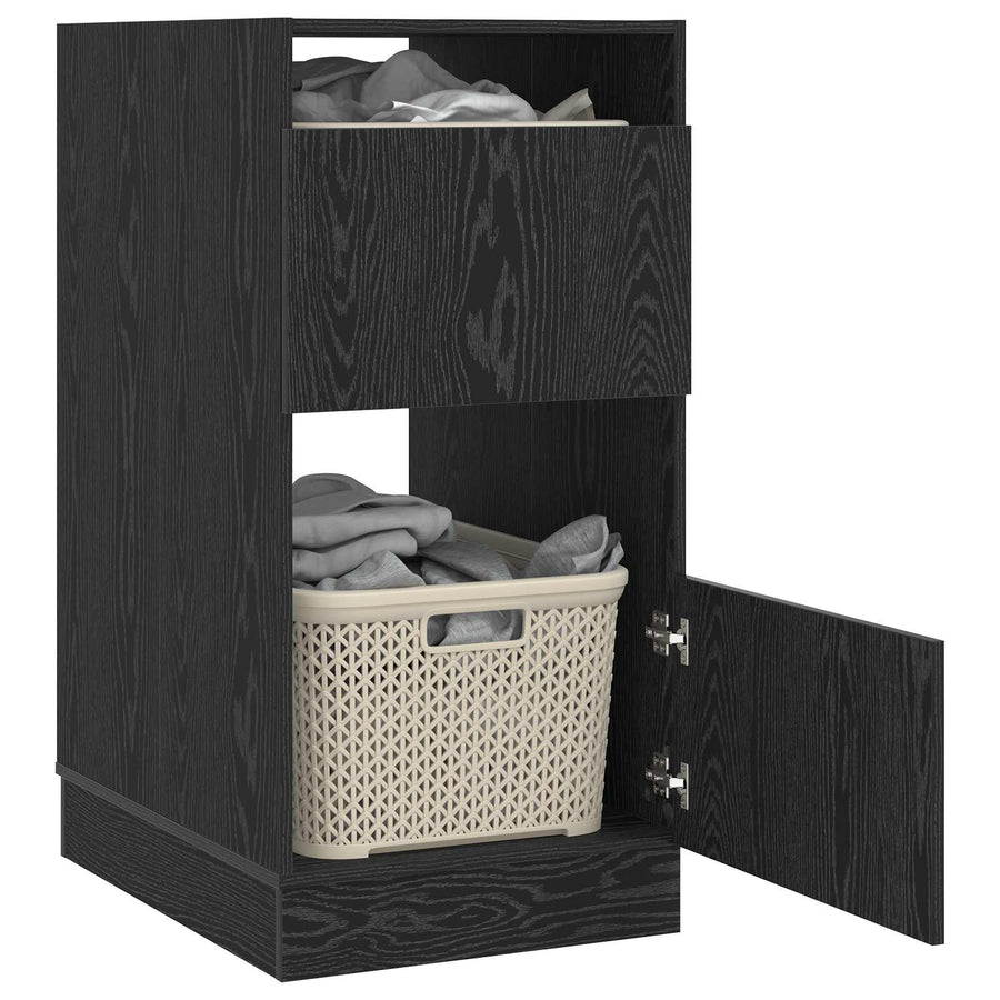 Wasmeubel met opslag Zwart Eiken 50 x 68 x 102 cm Bewerkt hout
