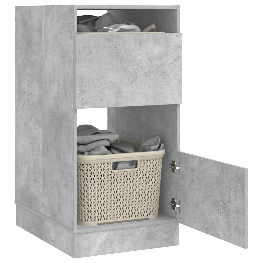 Wasmeubel met opslag met de deur Betonkleurig Bewerkt hout