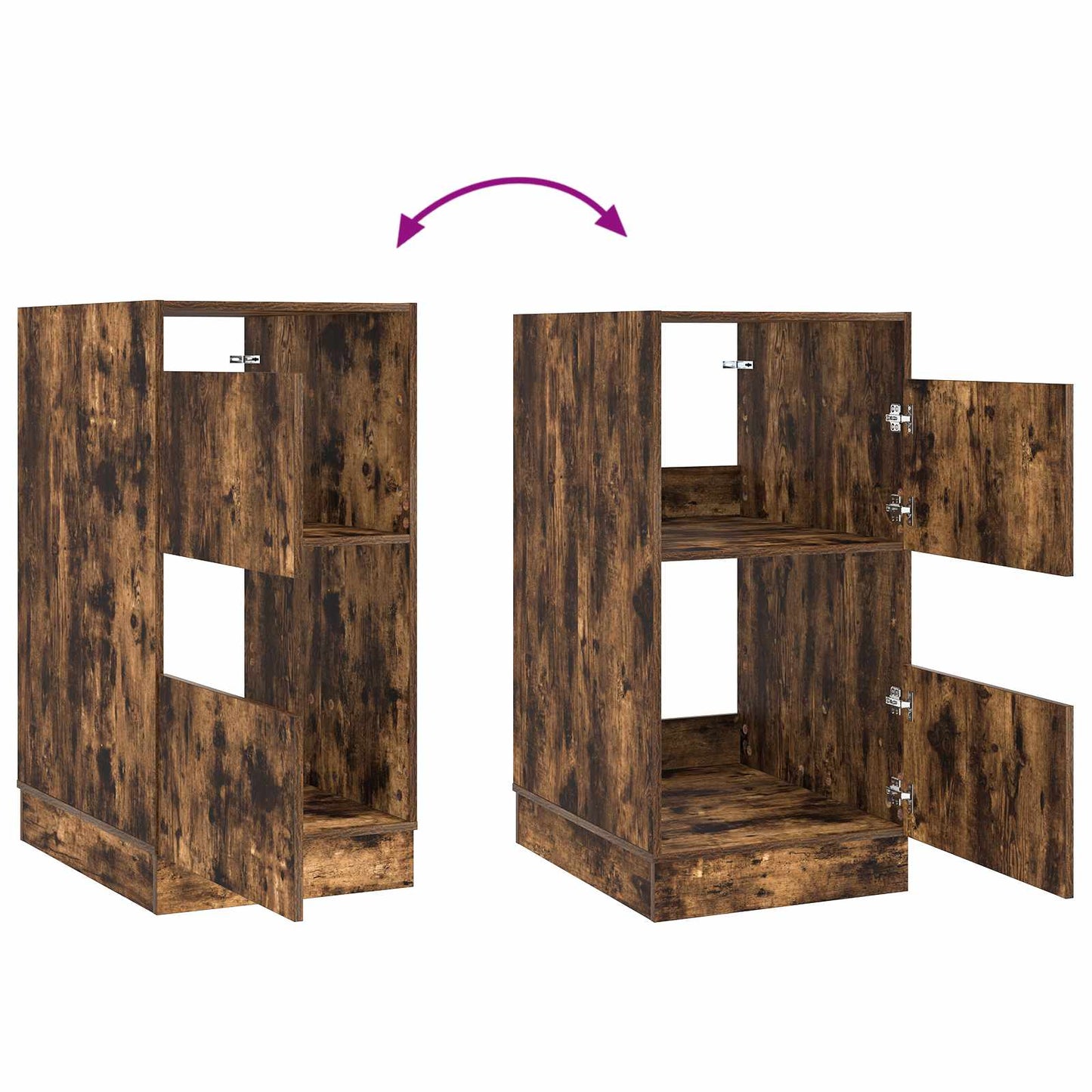 Wasmeubel met opslag met de deur Gerookt eiken Bewerkt hout