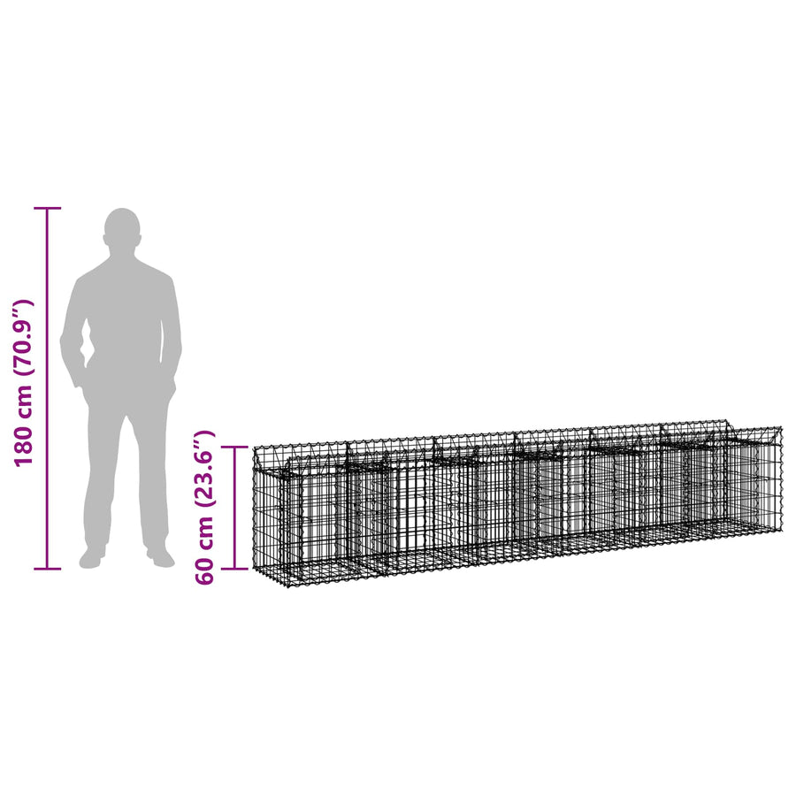 Gabion Verhoogd Bed 2 pcs Zilver 300 x 50 x 60 cm