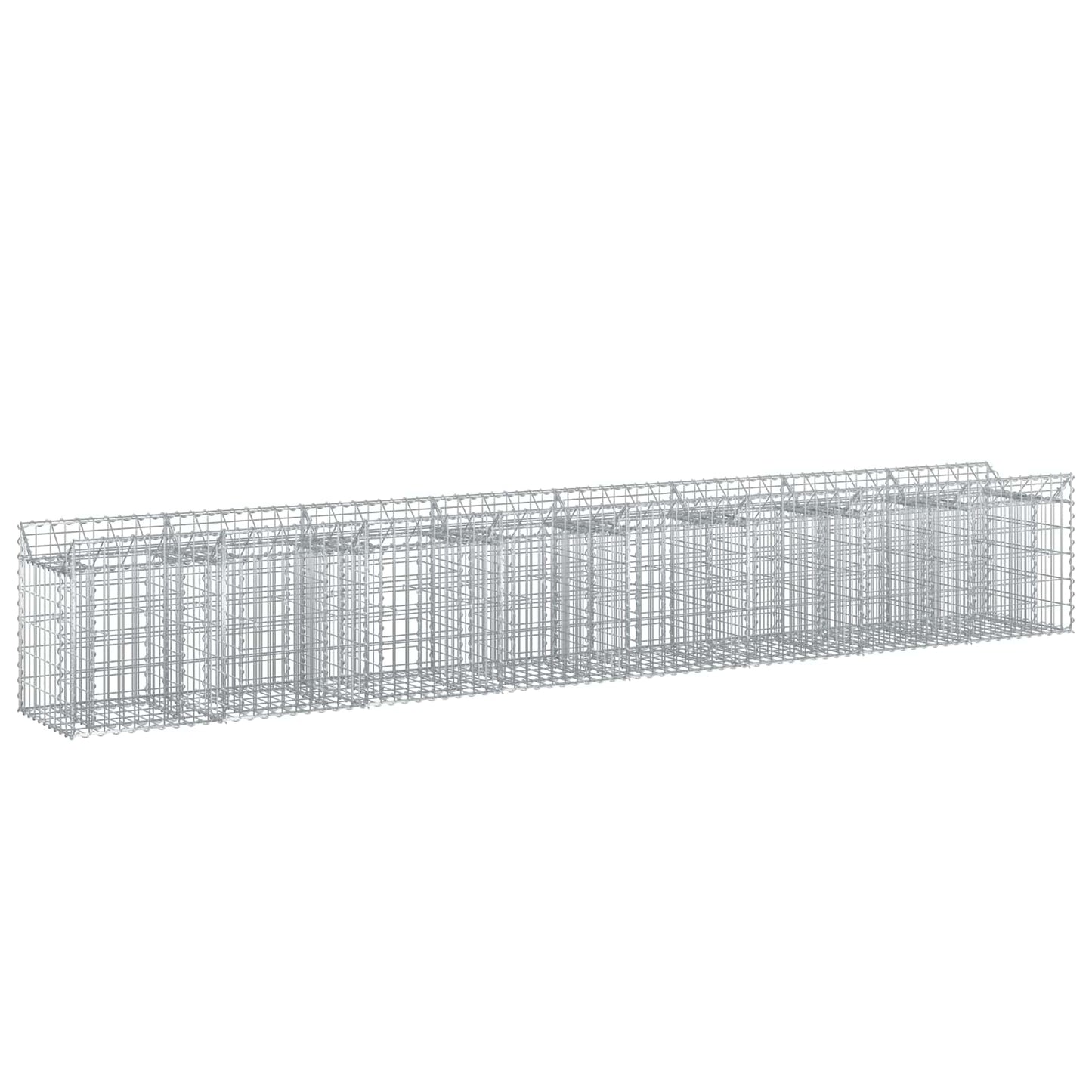 Gabion Verhoogd Bed 2 pcs Zilver 400 x 50 x 60 cm