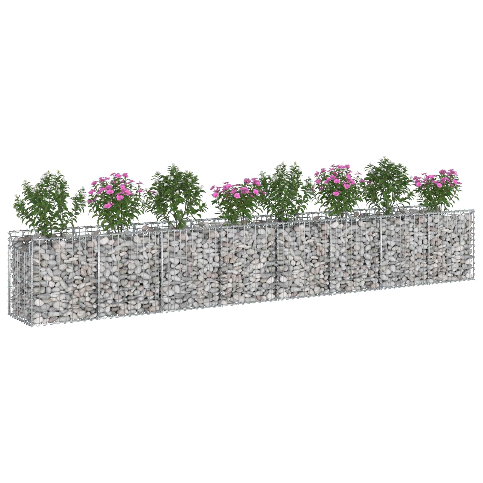 Gabion Verhoogd Bed 2 pcs Zilver 400 x 50 x 60 cm