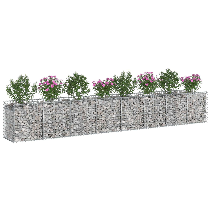 Gabion Verhoogd Bed 2 pcs Zilver 400 x 50 x 60 cm