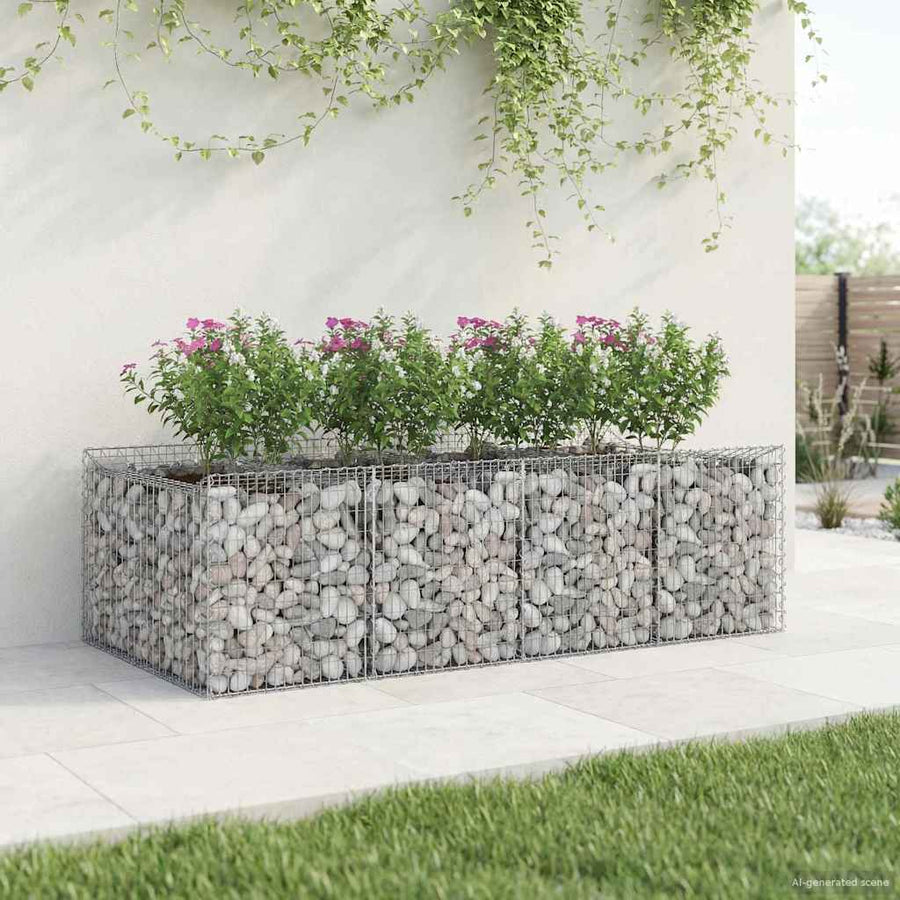 Gabion Verhoogd Bed 2 pcs Zilverkleurig