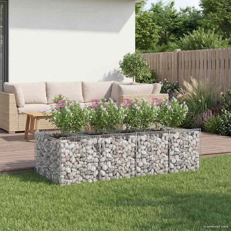 Gabion Verhoogd Bed 2 pcs Zilverkleurig