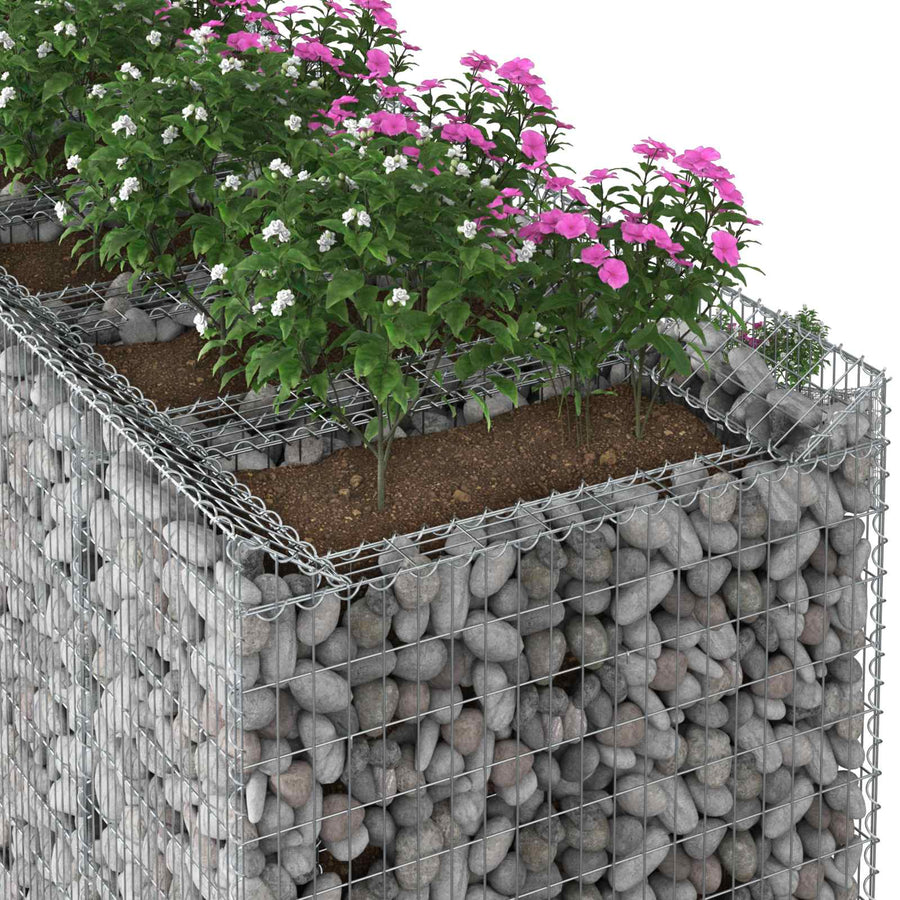 Gabion Verhoogd Bed 2 pcs Zilverkleurig