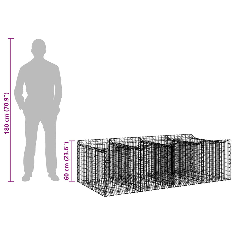 Gabion Verhoogd Bed 2 pcs Zilverkleurig