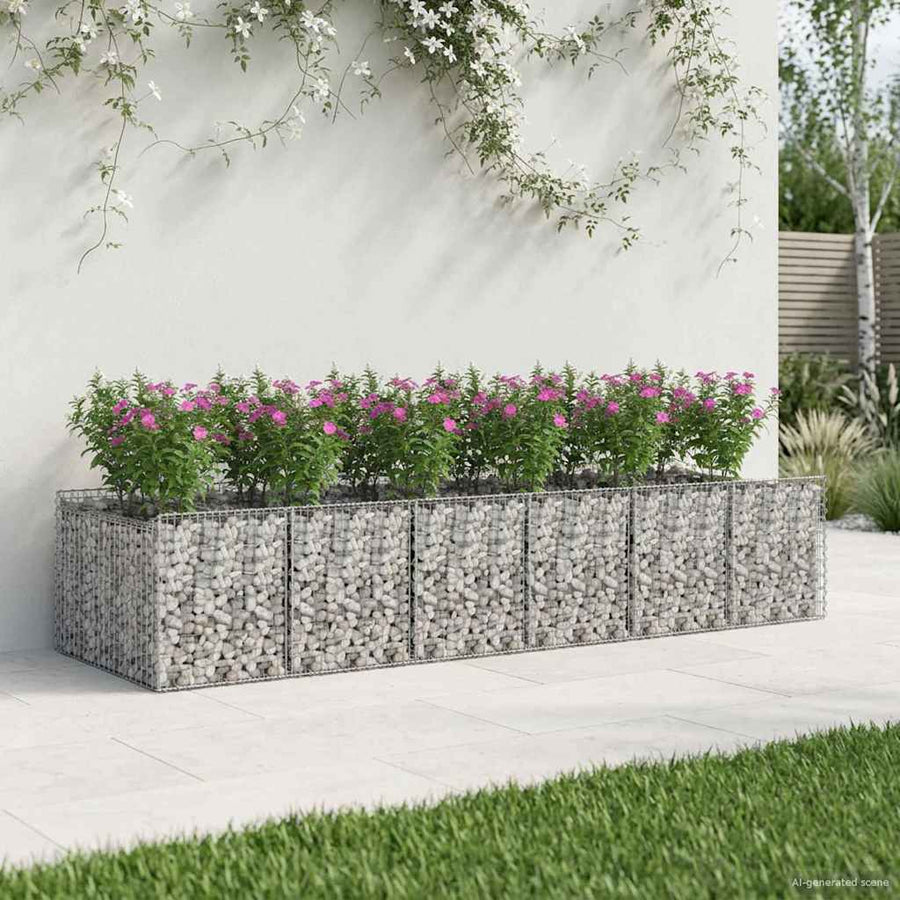 Gabion Verhoogd Bed 2 pcs Zilverkleurig
