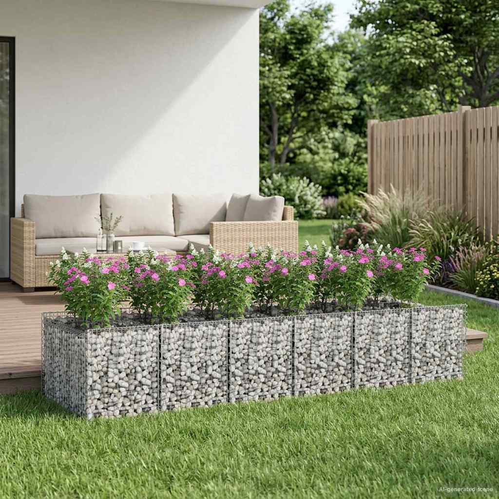 Gabion Verhoogd Bed 2 pcs Zilverkleurig