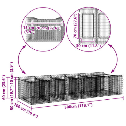 Gabion Verhoogd Bed 2 pcs Zilverkleurig