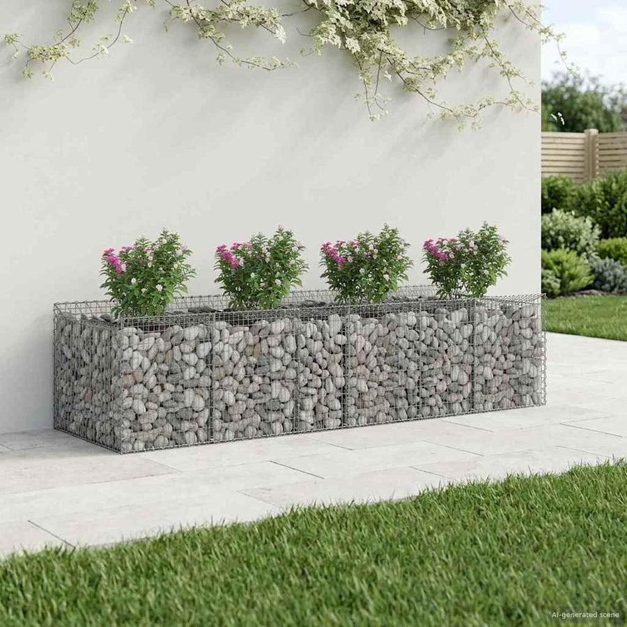 Gabion Verhoogd Bed 3 pcs Zilverkleurig