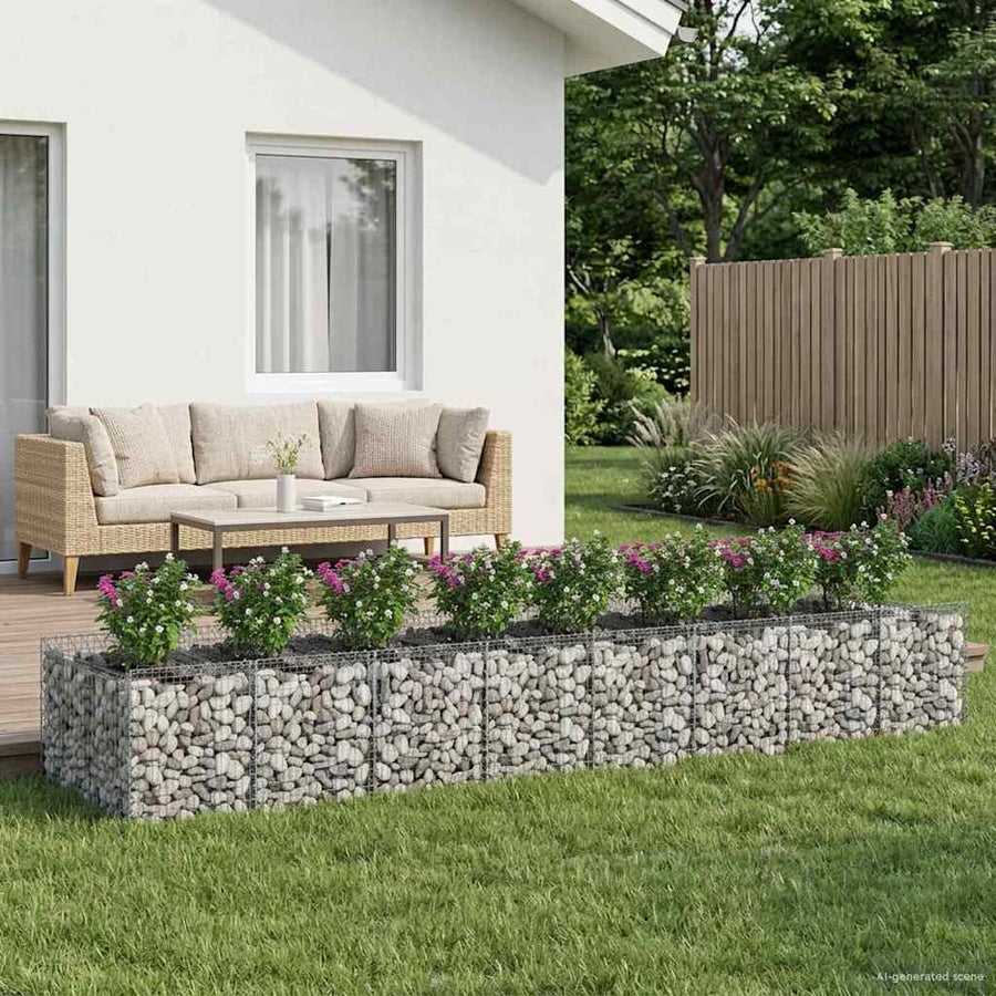 Gabion Verhoogd Bed 3 pcs Zilverkleurig