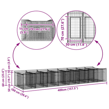 Gabion Verhoogd Bed 3 pcs Zilverkleurig