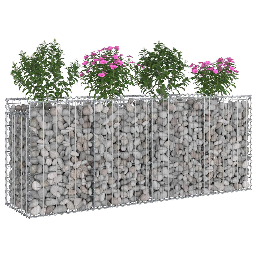 Gabion Verhoogd Bed 2 pcs Zilver 200 x 50 x 80 cm