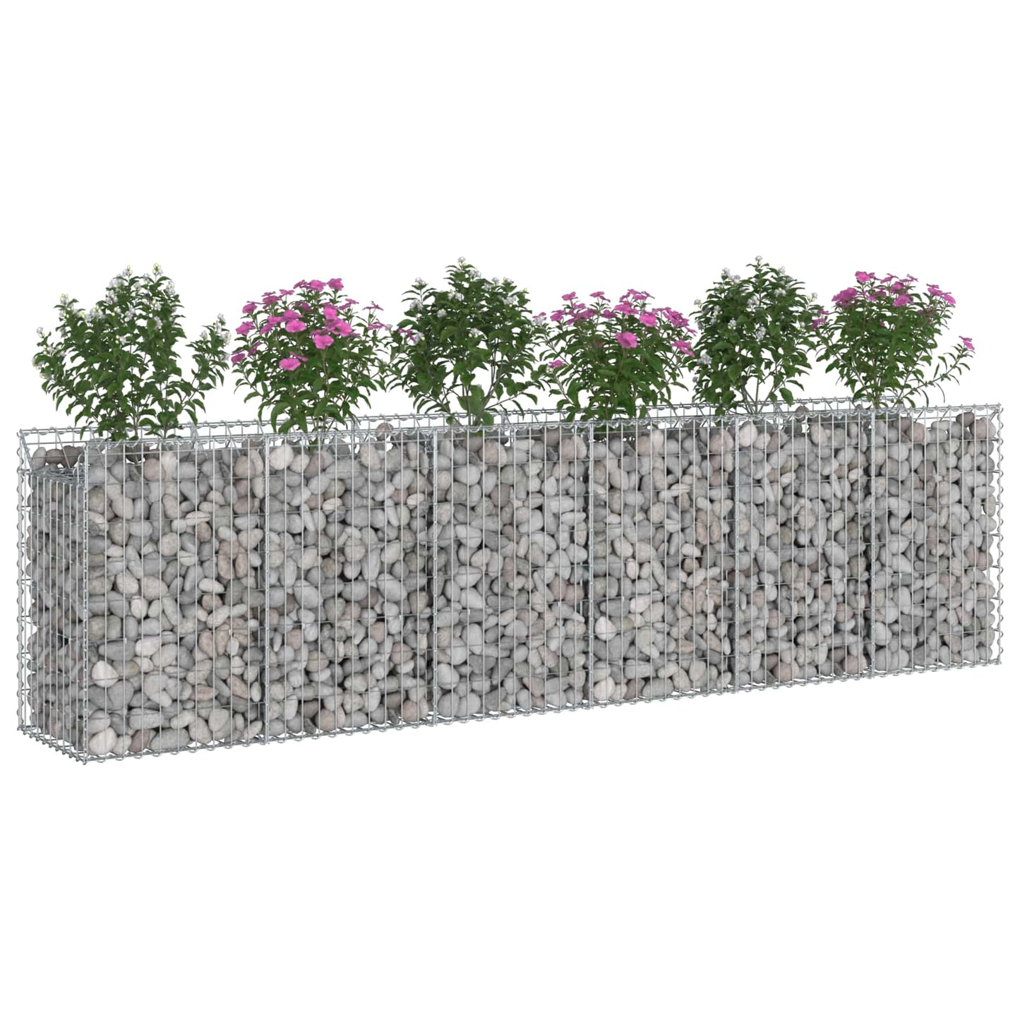 Gabion Verhoogd Bed 2 pcs Zilver 300 x 50 x 80 cm