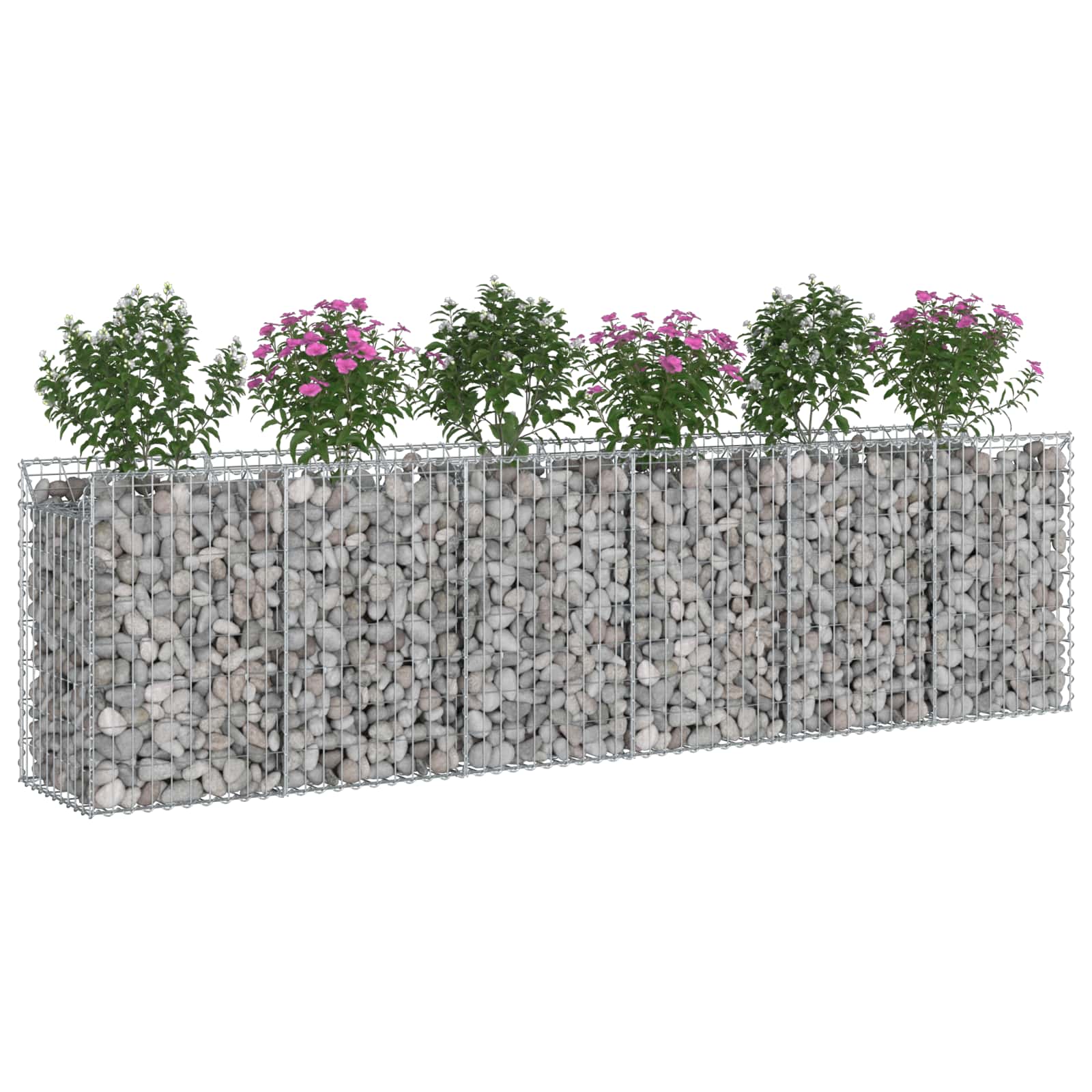 Gabion Verhoogd Bed 2 pcs Zilver 300 x 50 x 80 cm