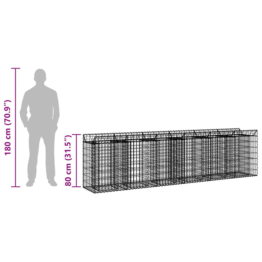 Gabion Verhoogd Bed 2 pcs Zilver 300 x 50 x 80 cm