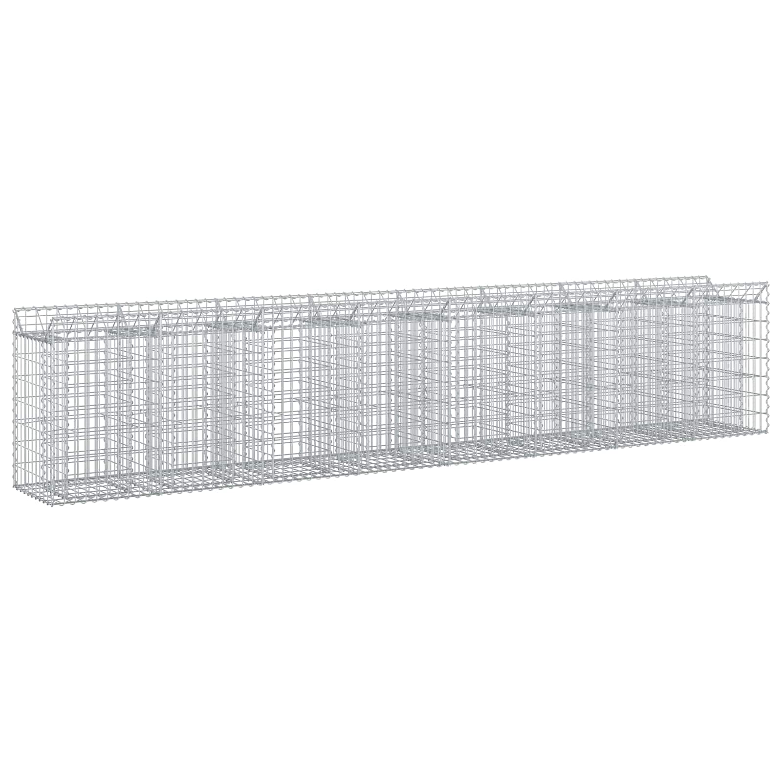 Gabion Verhoogd Bed 3 pcs Zilver 400 x 50 x 80 cm