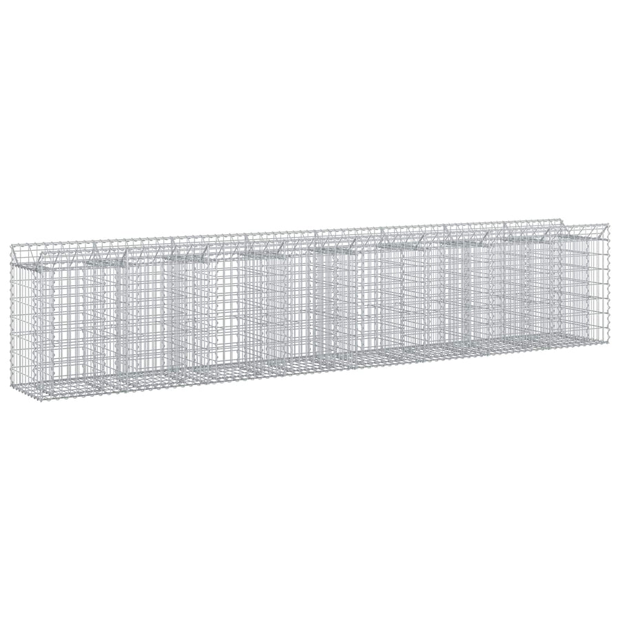 Gabion Verhoogd Bed 3 pcs Zilver 400 x 50 x 80 cm