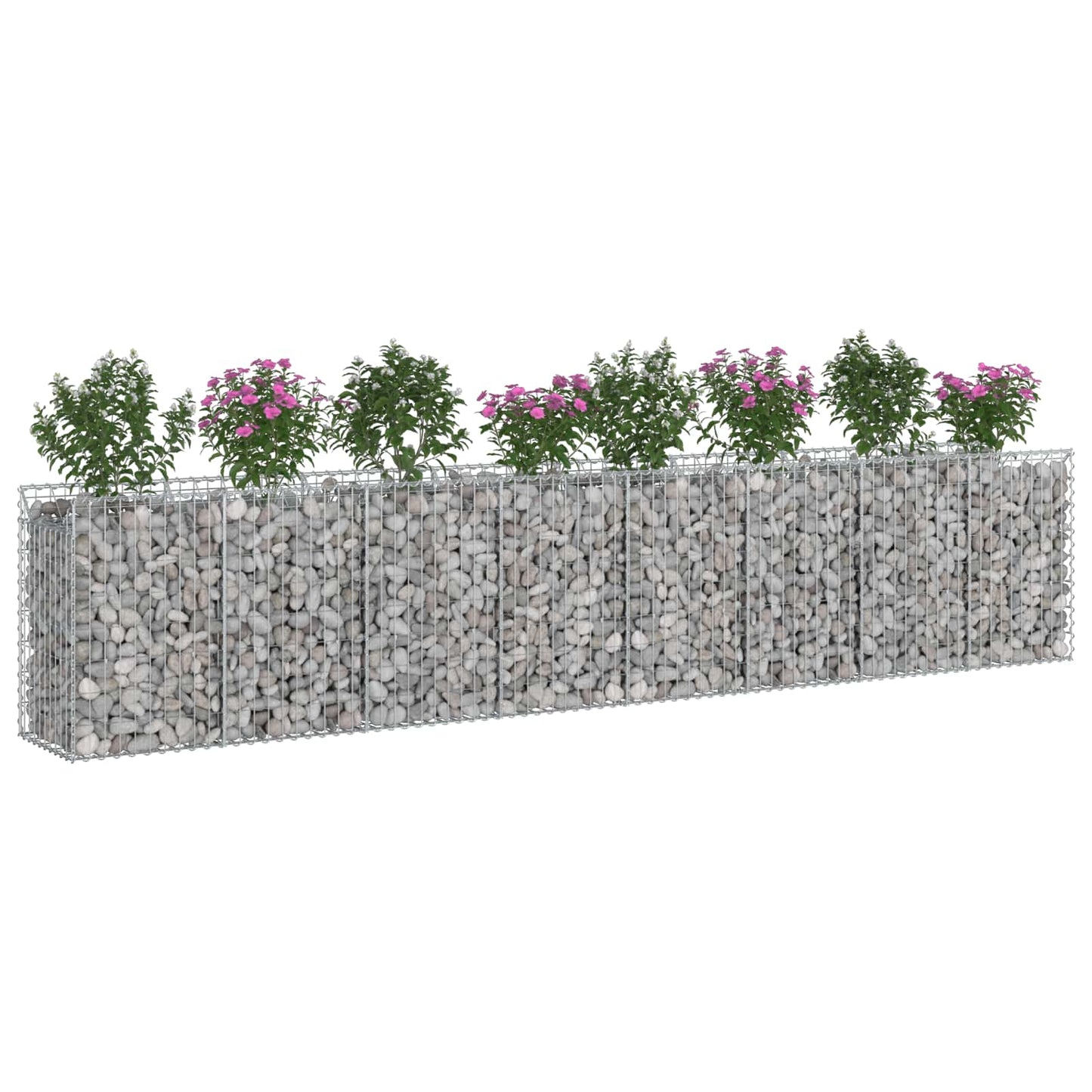 Gabion Verhoogd Bed 3 pcs Zilver 400 x 50 x 80 cm