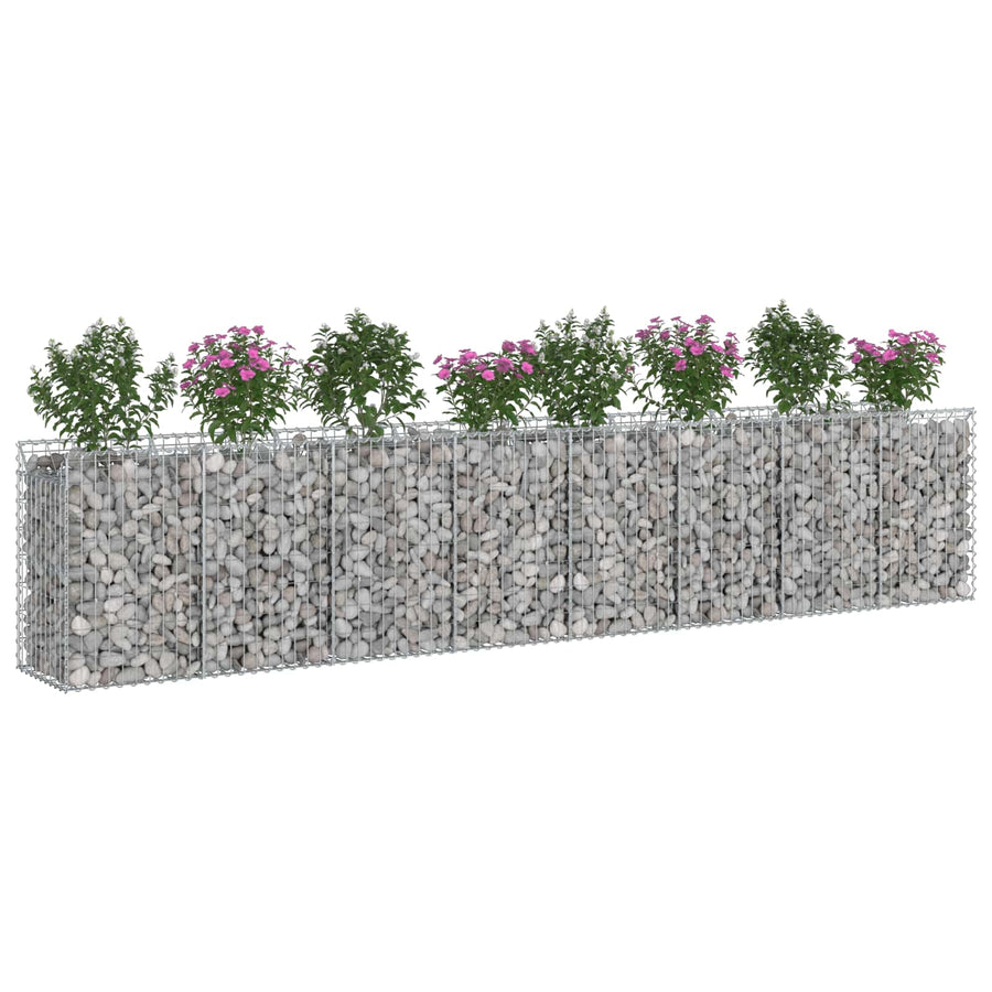 Gabion Verhoogd Bed 3 pcs Zilver 400 x 50 x 80 cm