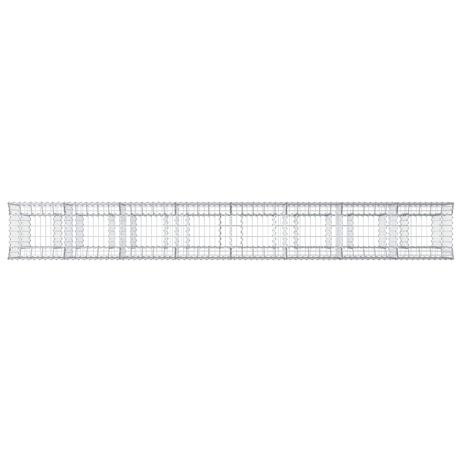 Gabion Verhoogd Bed 3 pcs Zilver 400 x 50 x 80 cm