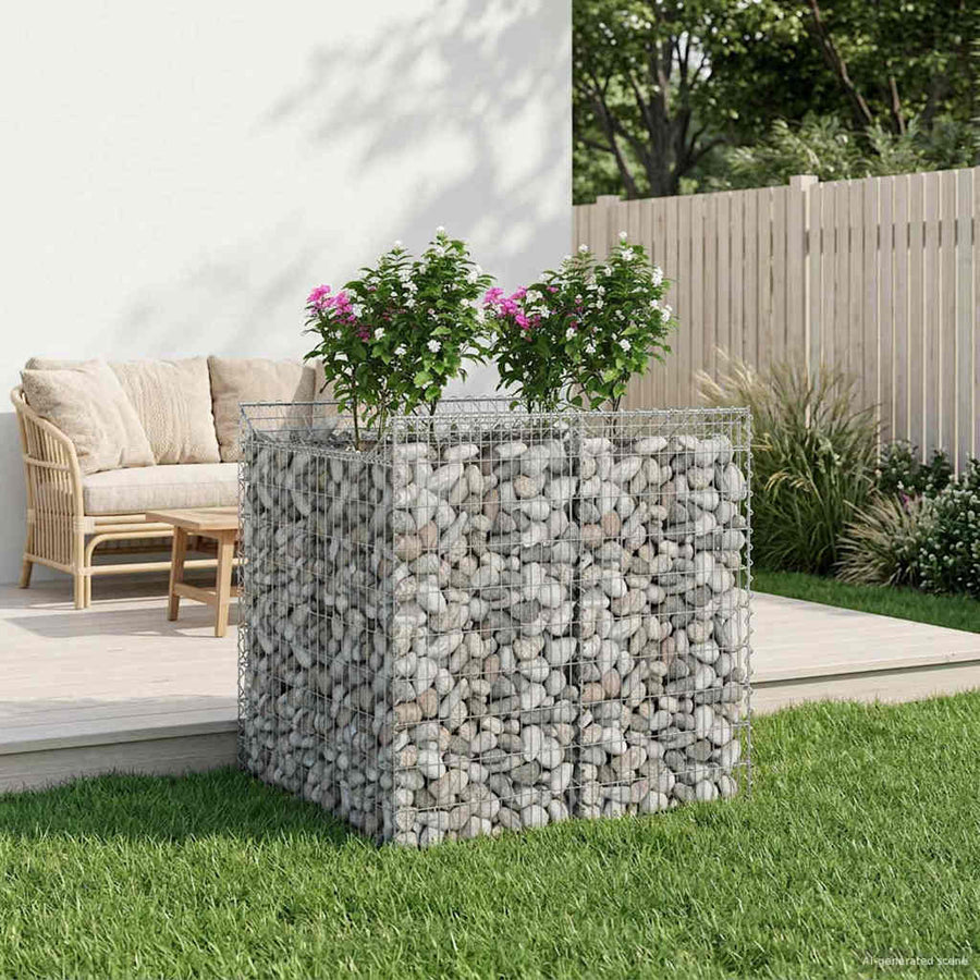 Gabion Verhoogd Bed 2 pcs Zilverkleurig