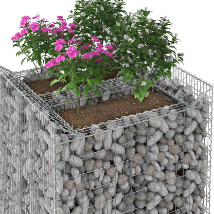 Gabion Verhoogd Bed 2 pcs Zilverkleurig