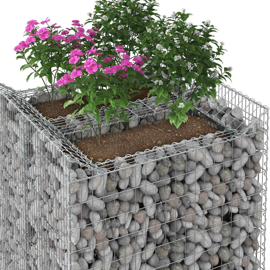 Gabion Verhoogd Bed 2 pcs Zilverkleurig