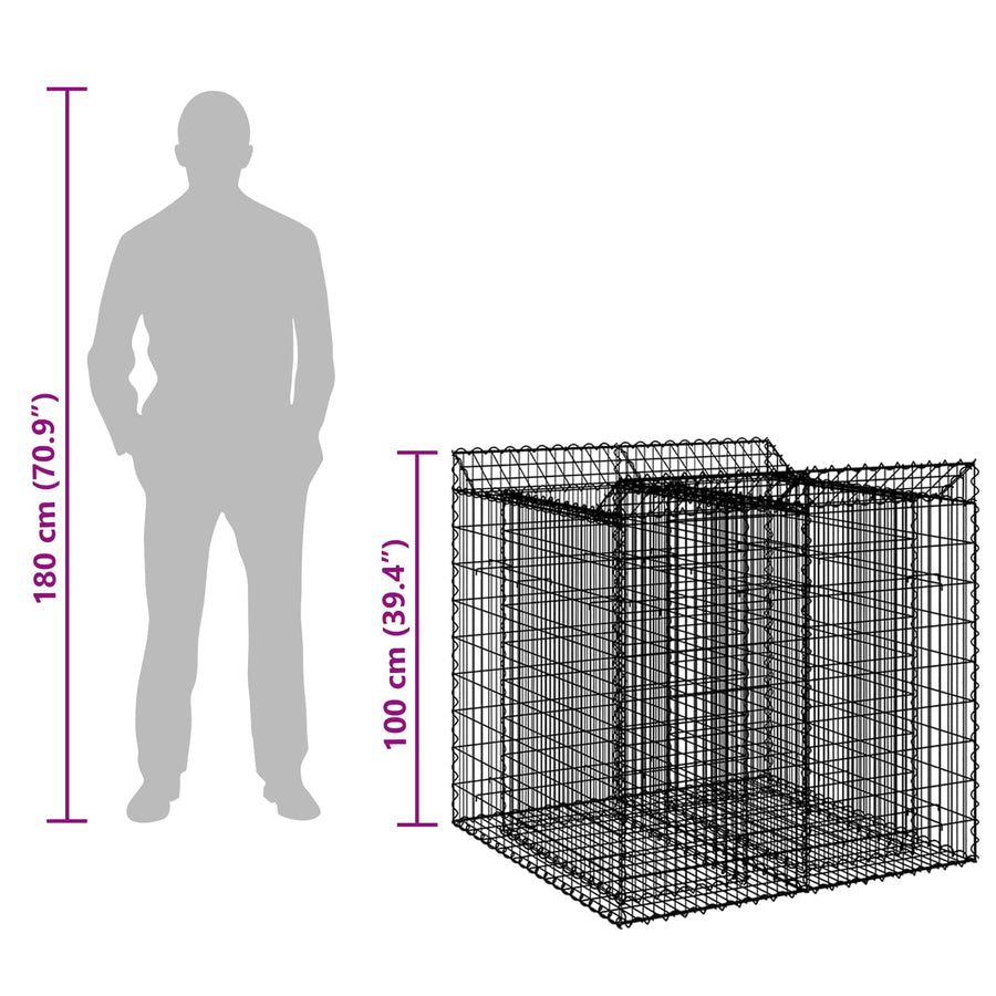 Gabion Verhoogd Bed 2 pcs Zilverkleurig