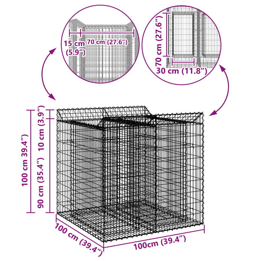 Gabion Verhoogd Bed 2 pcs Zilverkleurig