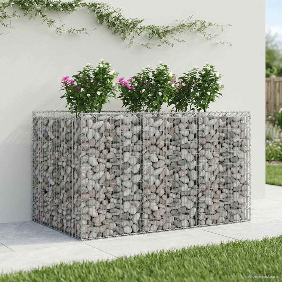 Gabion Verhoogd Bed 2 pcs Zilverkleurig