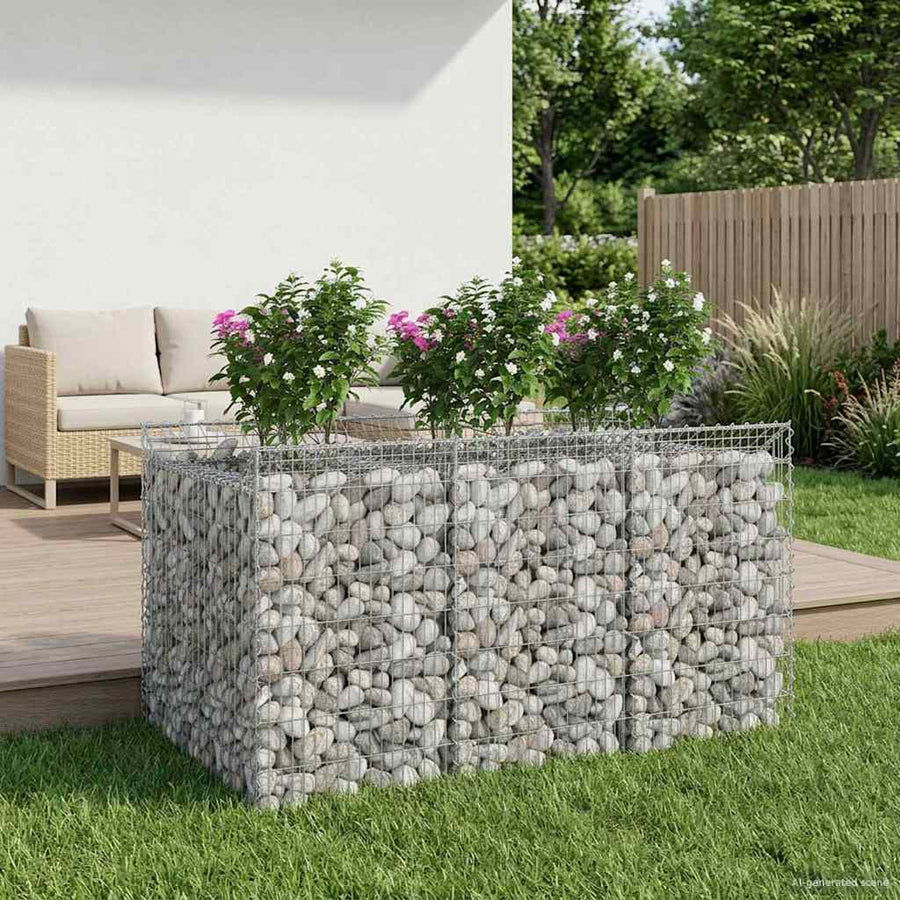 Gabion Verhoogd Bed 2 pcs Zilverkleurig