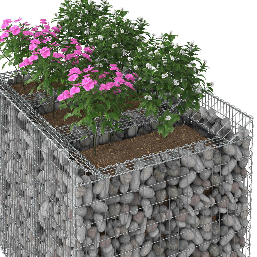 Gabion Verhoogd Bed 2 pcs Zilverkleurig