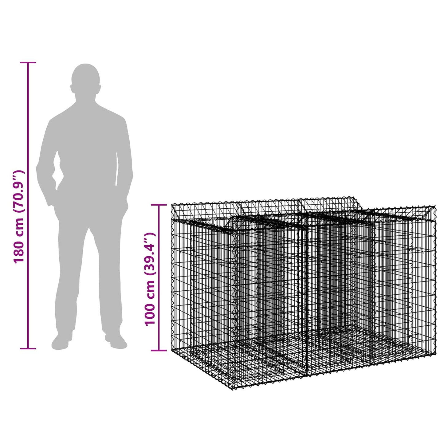 Gabion Verhoogd Bed 2 pcs Zilverkleurig