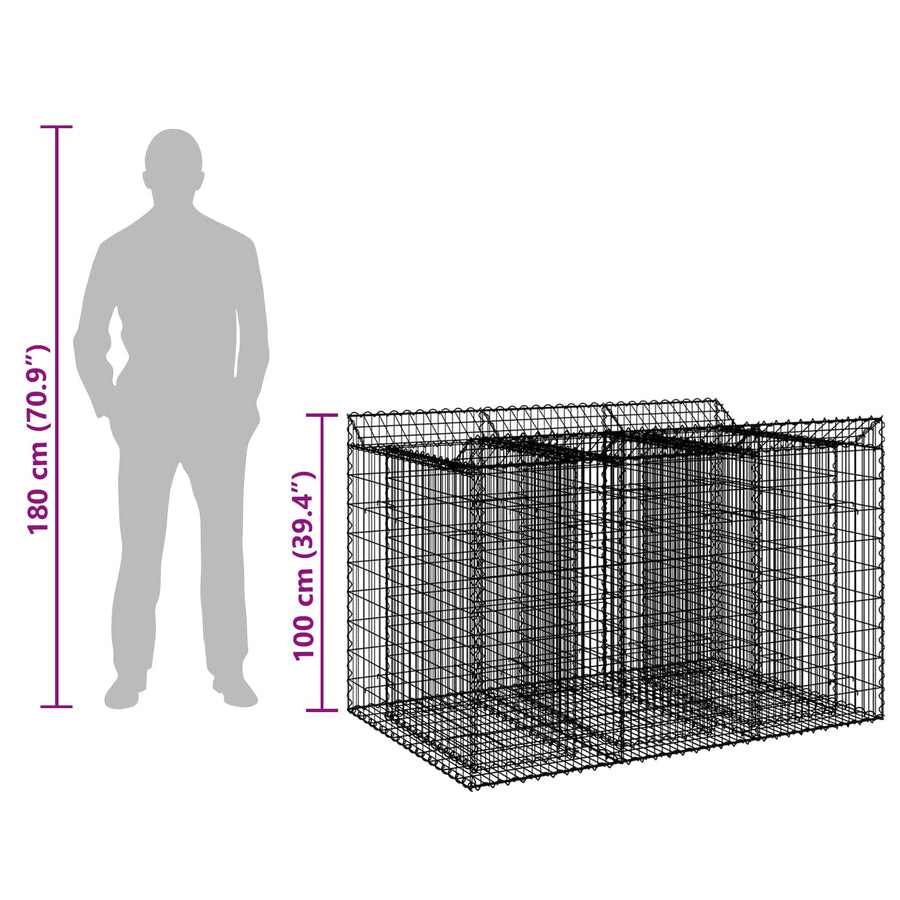Gabion Verhoogd Bed 2 pcs Zilverkleurig