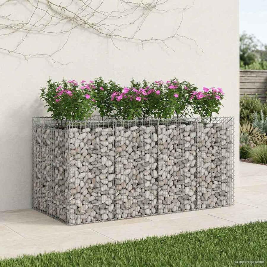 Gabion Verhoogd Bed 2 pcs Zilverkleurig