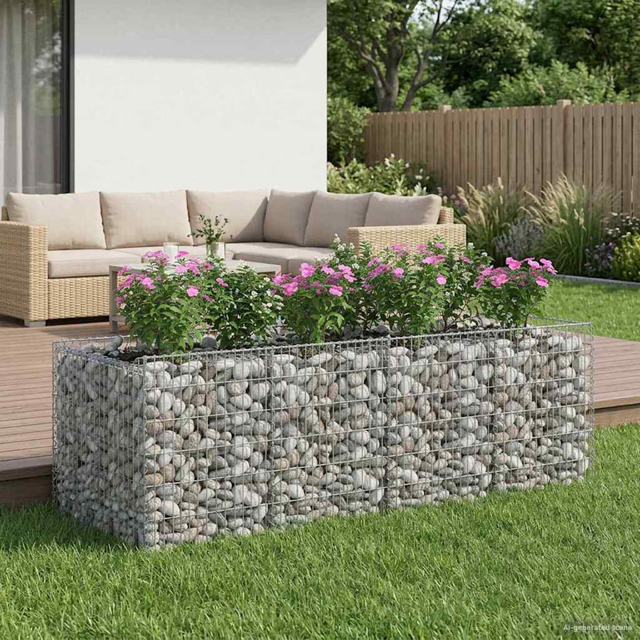 Gabion Verhoogd Bed 2 pcs Zilverkleurig