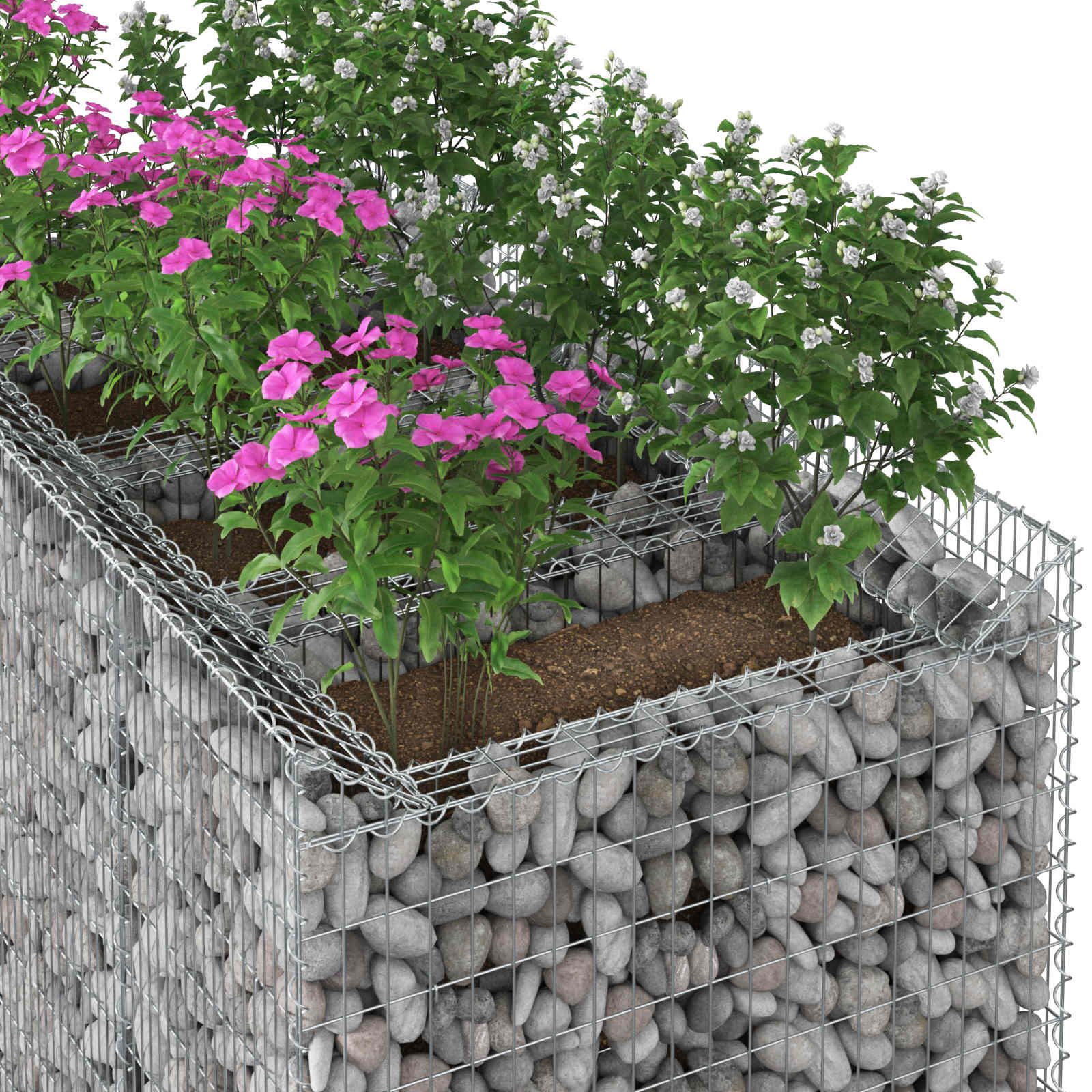 Gabion Verhoogd Bed 2 pcs Zilverkleurig