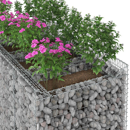 Gabion Verhoogd Bed 2 pcs Zilverkleurig