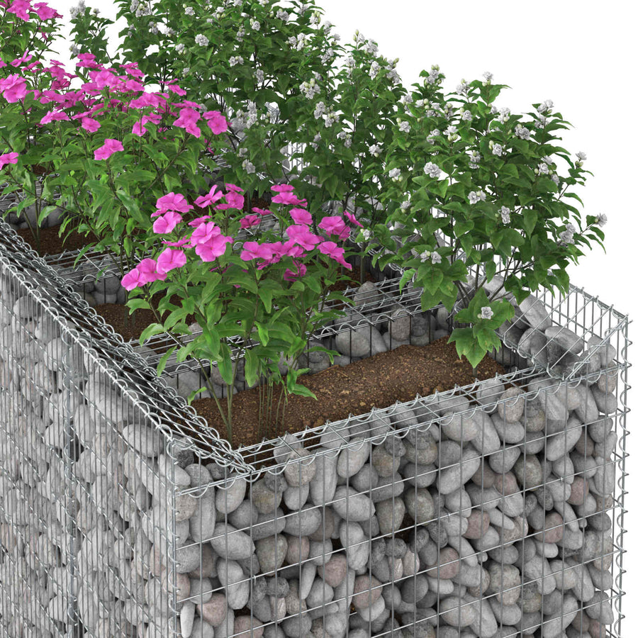 Gabion Verhoogd Bed 2 pcs Zilverkleurig