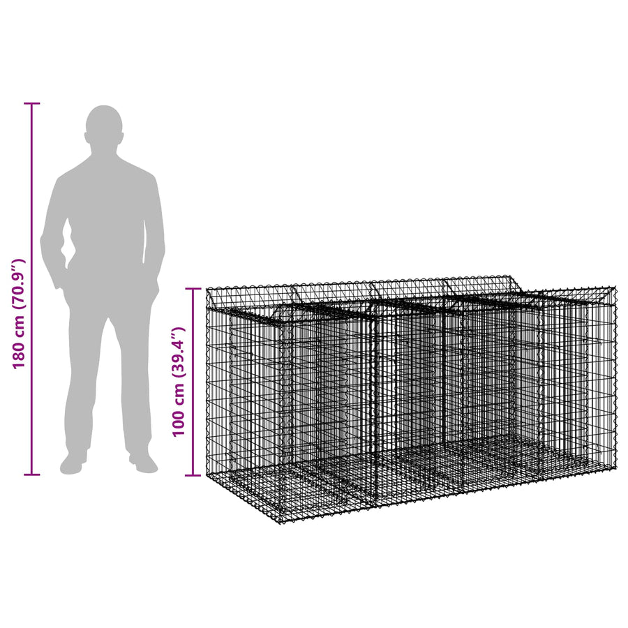 Gabion Verhoogd Bed 2 pcs Zilverkleurig