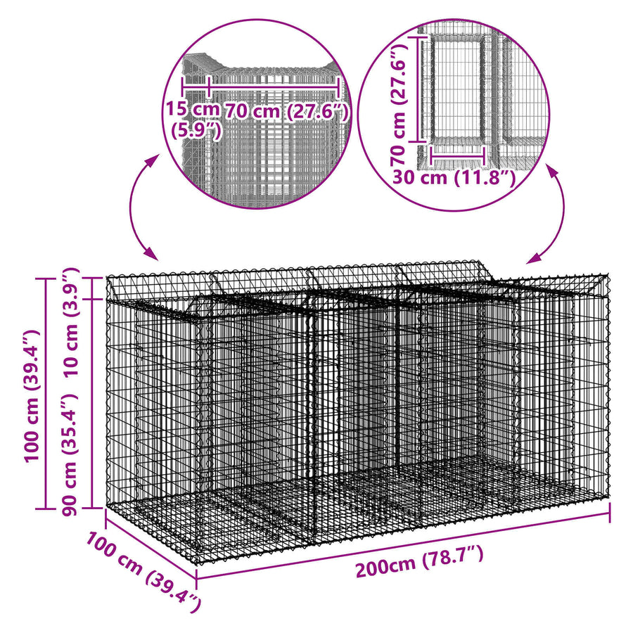 Gabion Verhoogd Bed 2 pcs Zilverkleurig