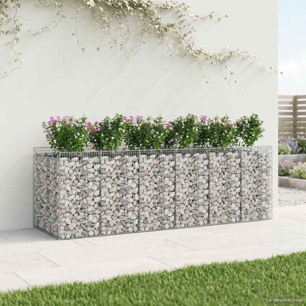 Gabion Verhoogd Bed 3 pcs Zilverkleurig