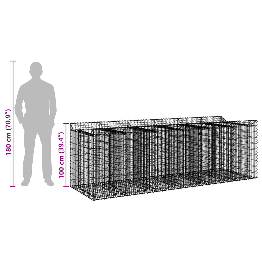 Gabion Verhoogd Bed 3 pcs Zilverkleurig