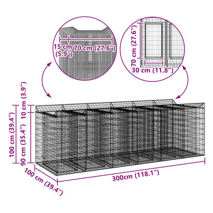 Gabion Verhoogd Bed 3 pcs Zilverkleurig
