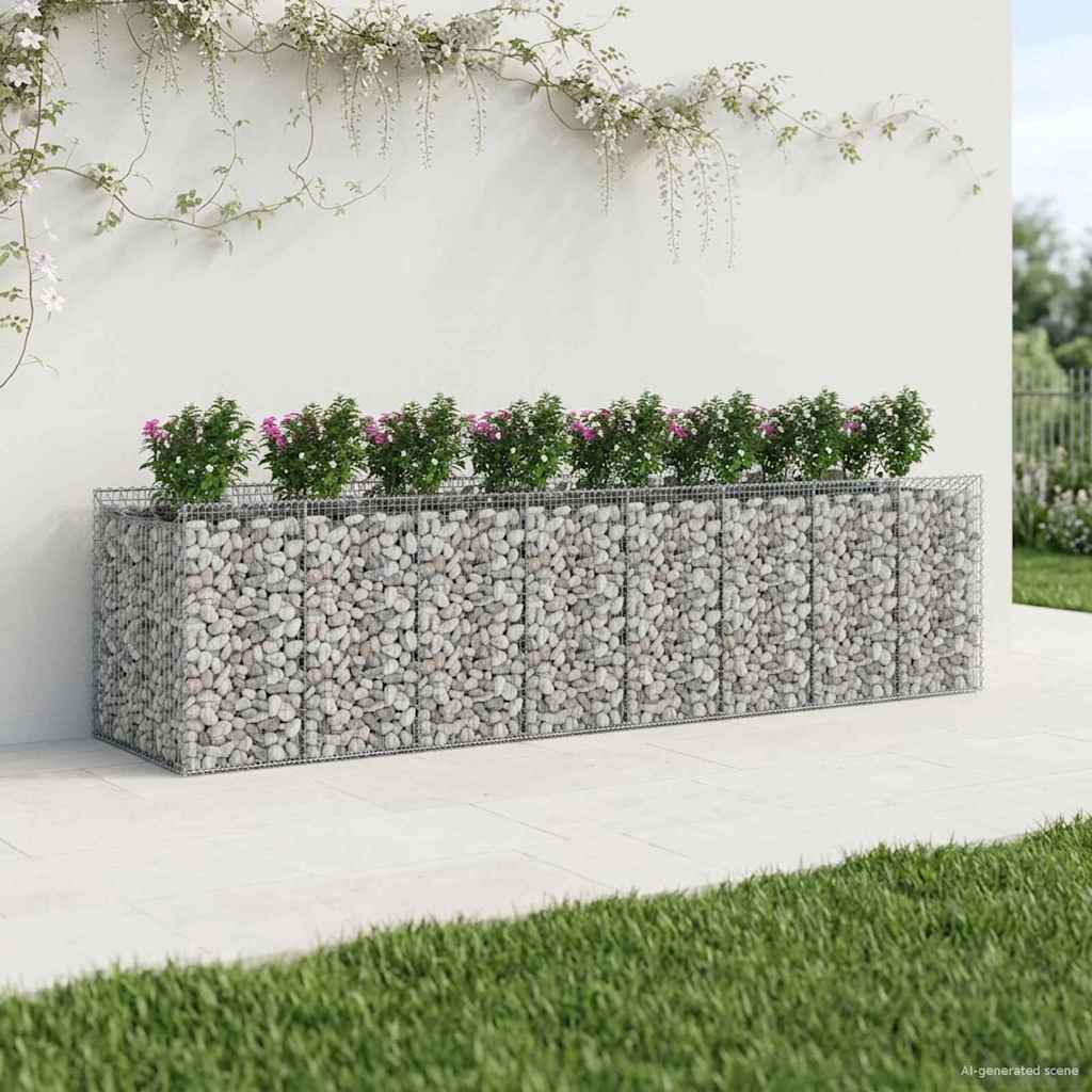 Gabion Verhoogd Bed 4 pcs Zilverkleurig