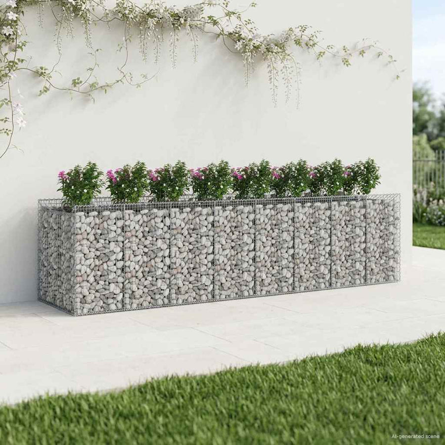 Gabion Verhoogd Bed 4 pcs Zilverkleurig